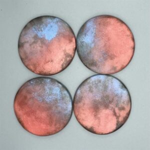 The Sussex Guild Set of 4 Pink/Blue Ceramic Coasters Tessa Wolfe Murray
