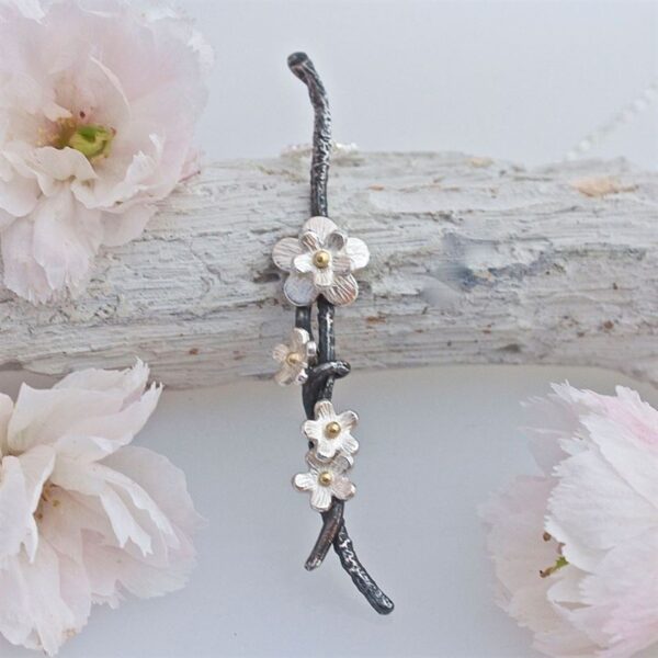 The Sussex Guild Silver and Gold Cherry Blossom Pendant Caroline Brook