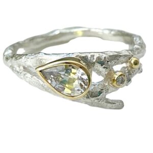 The Sussex Guild Sapphire and Diamond Elvish Twig Ring Caroline Brook 1