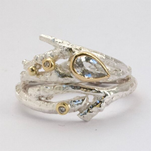 The Sussex Guild Sapphire and Diamond Elvish Twig Ring Caroline Brook 2