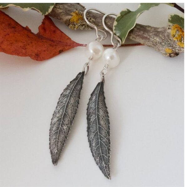 The Sussex Guild Silver Boho Leaf Earrings Caroline Brook