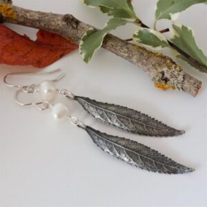 The Sussex Guild Silver Boho Leaf Earrings Caroline Brook 1