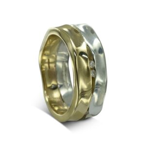The Sussex Guild Wide Two Colour Gold Diamond Trap Eternity Ring Pruden and Smith