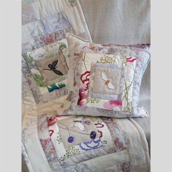 The Sussex Guild Butterfly Bed Runner and Cushion Louise Bell