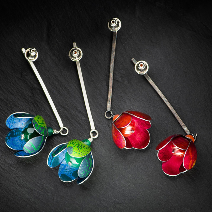 Jewellery-Lorriane-Gibby-red-green-aluminium-earrings