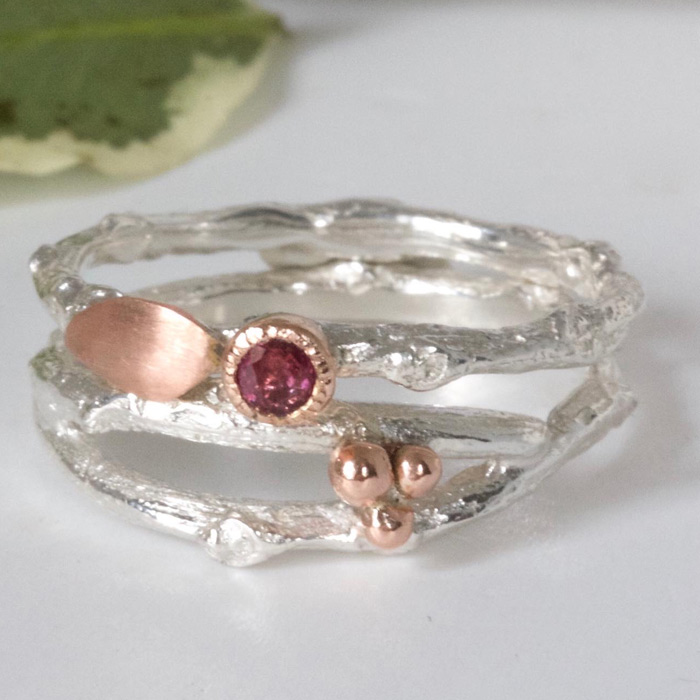 Jewellery-Caroline-Brook-Ruby-Leaf-and-Twig-Rings