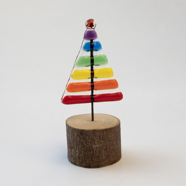 The Sussex Guild Rainbow Glass Tree on wood