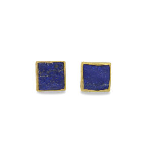 The Sussex Guild 12mm Lapis Lazuli Square Silver Gilt Earstuds