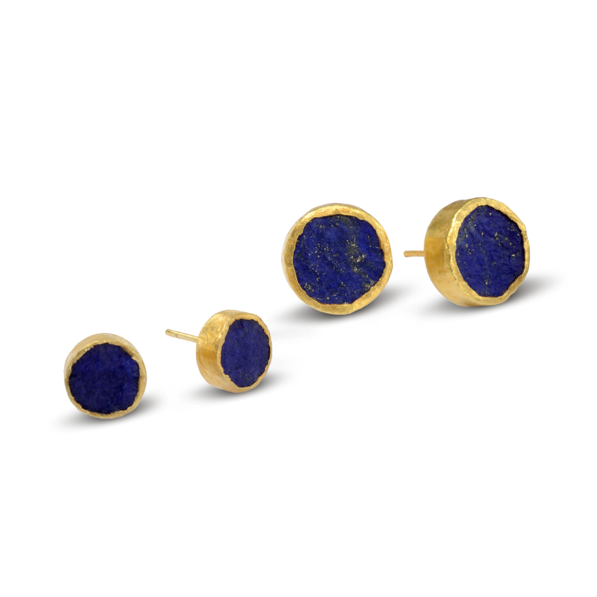The Sussex Guild Small 8mm Lapis Lazuli Round Gilt Earstuds