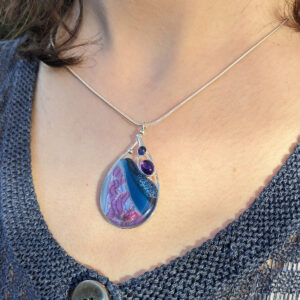 The Sussex Guild Silver and Glass Amethyst and Iolite Pendant  1