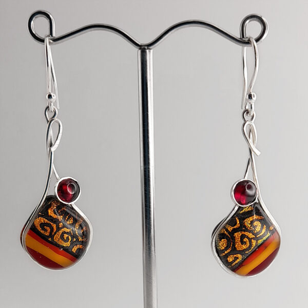 The Sussex Guild Silver and Glass Garnet Earrings