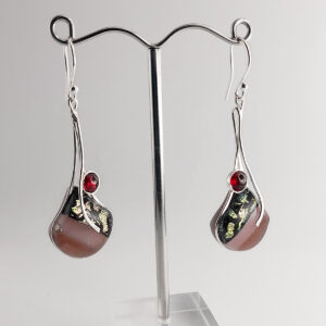 The Sussex Guild Silver and Glass Rose Garnet Earrings  1