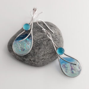 The Sussex Guild Silver and Glass Blue Chalcedony Earrings