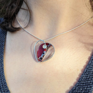 The Sussex Guild Silver and Glass Heart Moonstone Pendant  1