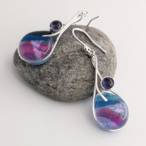 The Sussex Guild Silver and Glass Iolite Earrings