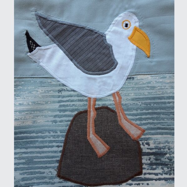 The Sussex Guild Seaside Seagull looking right cushion  1