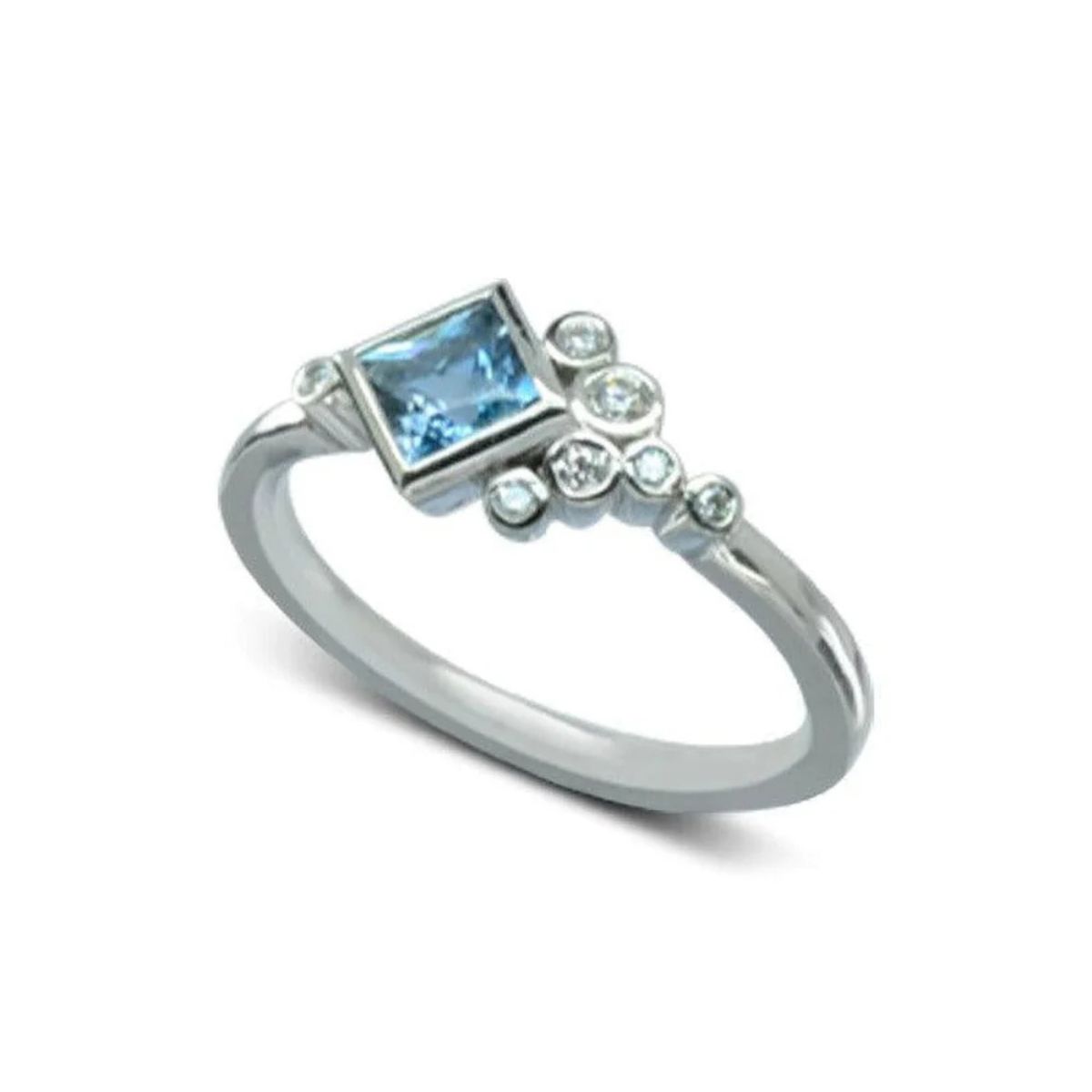 The Sussex Guild Water Bubbles Aquamarine and Diamond Engagement Ring Pruden and Smith