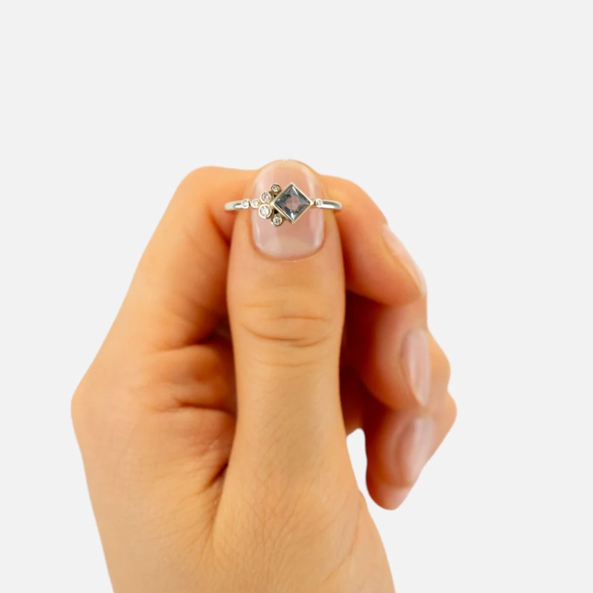 The Sussex Guild Water Bubbles Aquamarine and Diamond Engagement Ring Pruden and Smith 1
