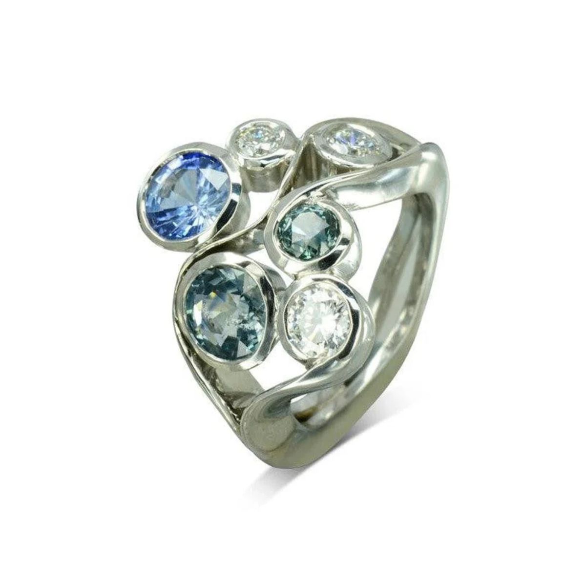 The Sussex Guild Water Bubbles Organic Sapphire and Diamond Ring Pruden and Smith 1