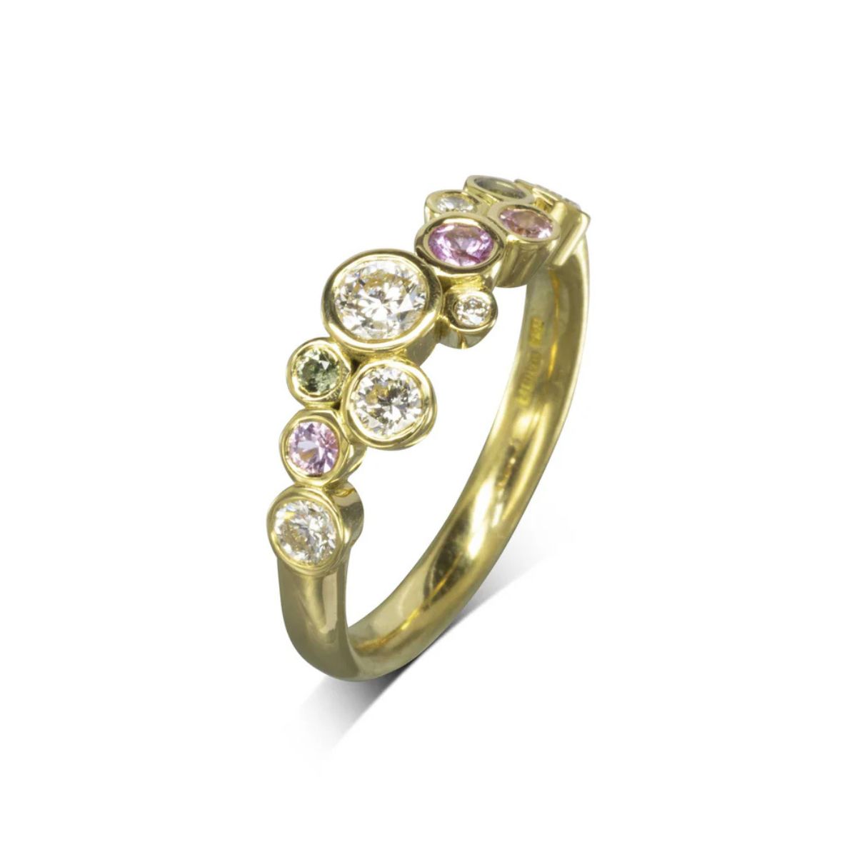 The Sussex Guild Water Bubbles Spring Sapphire Diamond Half Eternity Ring Pruden and Smith