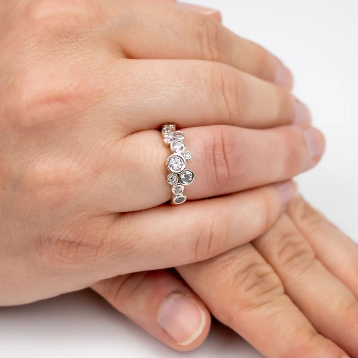 The Sussex Guild Water Bubbles Spring Sapphire Diamond Half Eternity Ring Pruden and Smith 1