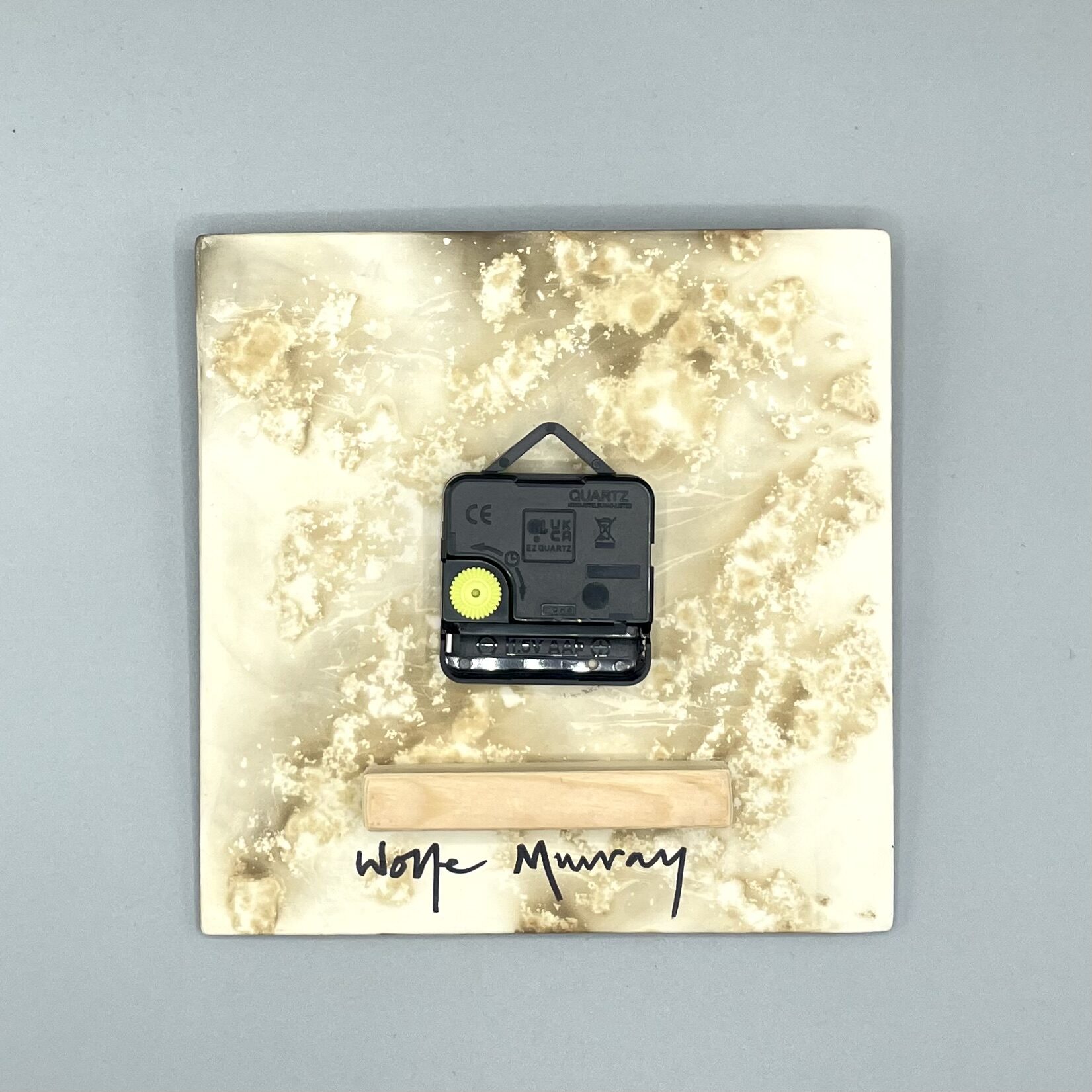 Yellow / Blue Square Ceramic Clock - Image 2