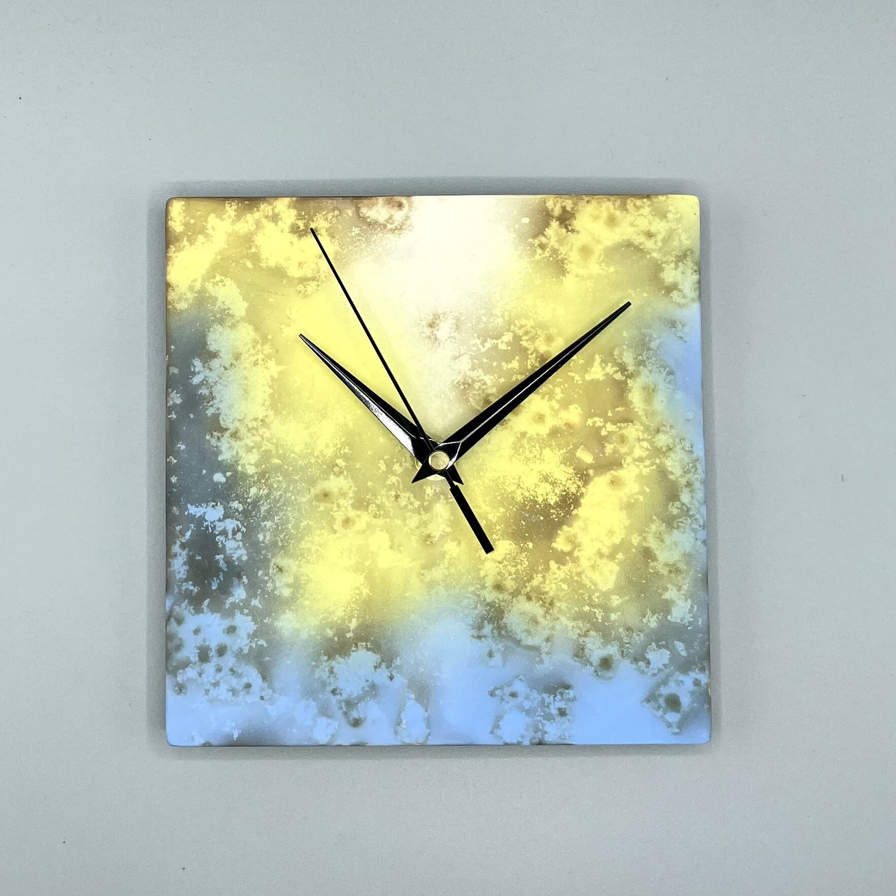 Yellow / Blue Square Ceramic Clock