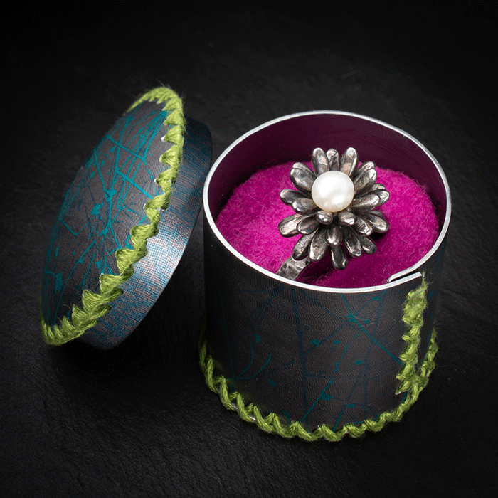 Jewellery-Lorraine-Gibby-Stitched-box-Silver-ring-Lorraine-Gibby