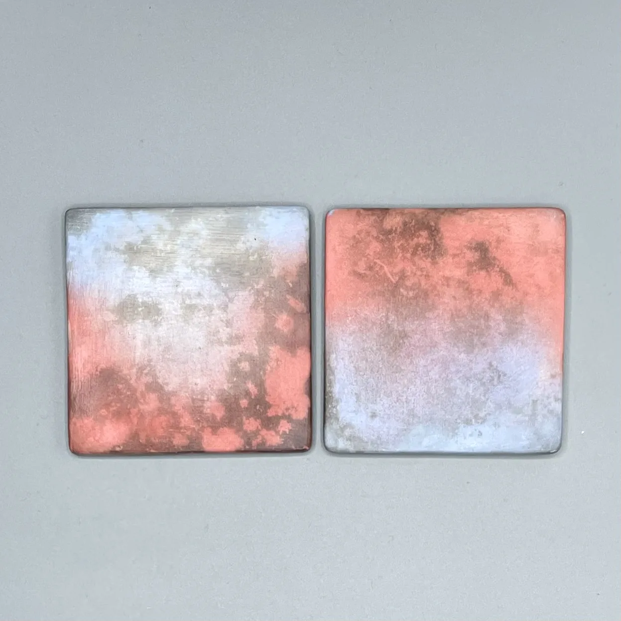 Set of 2 Pink and Blue Square Ceramic Coasters - Image 2