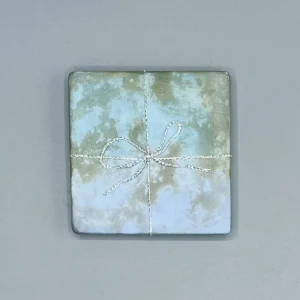 A set of 2 Turquoise and Blue Square Ceramic Coasters.