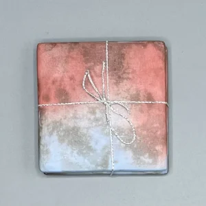 Set of 2 Pink and Blue Square Ceramic Coasters