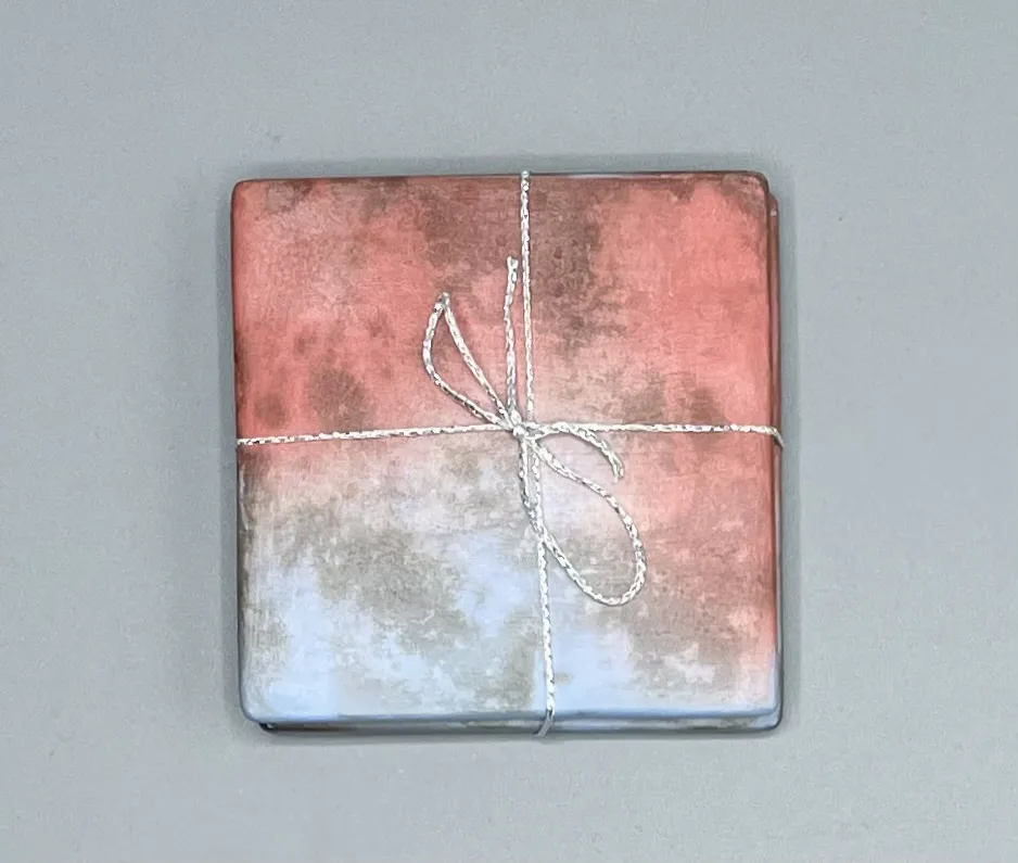 Set of 2 Pink and Blue Square Ceramic Coasters