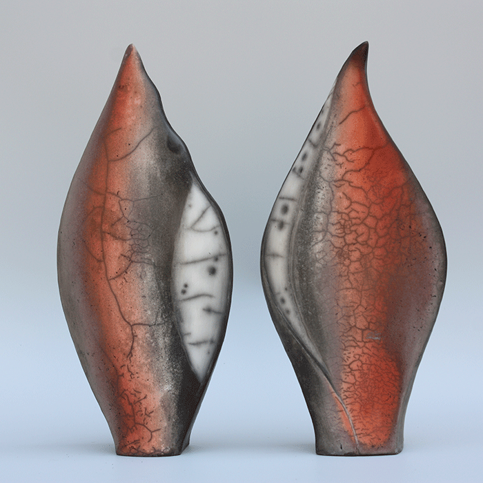 Two Tall Raku Vessels