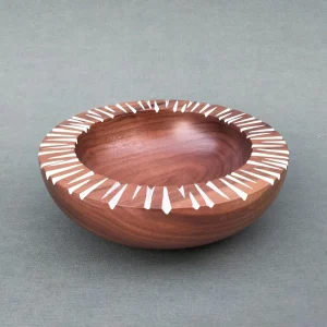 Walnut Bowl with Silver Rays