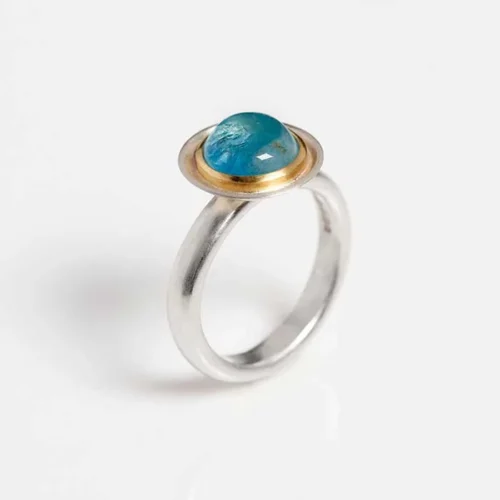 Jewellery Jinks McGrath Silver and Gold and Aqua Ring