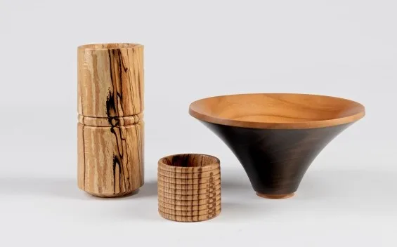 Wood - Ian Payne - Large Image - Beaded tall forms and ebonsided Cherry